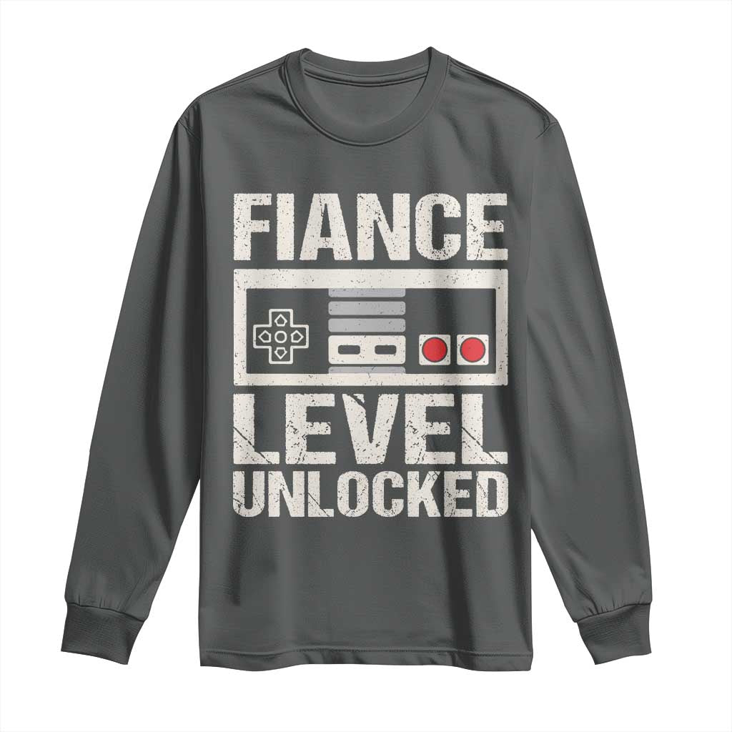 Leveled Fiance Unlocked Long Sleeve Shirt Engagement Gift For Fiancé Bachelor Party