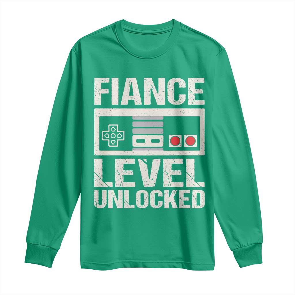 Leveled Fiance Unlocked Long Sleeve Shirt Engagement Gift For Fiancé Bachelor Party