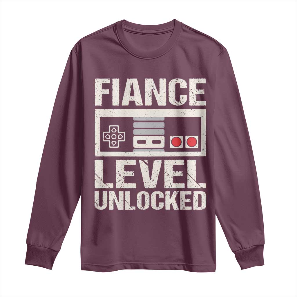 Leveled Fiance Unlocked Long Sleeve Shirt Engagement Gift For Fiancé Bachelor Party