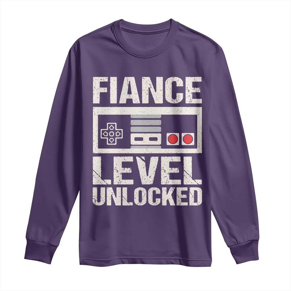 Leveled Fiance Unlocked Long Sleeve Shirt Engagement Gift For Fiancé Bachelor Party