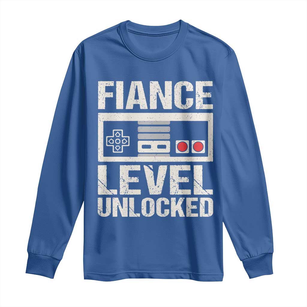 Leveled Fiance Unlocked Long Sleeve Shirt Engagement Gift For Fiancé Bachelor Party