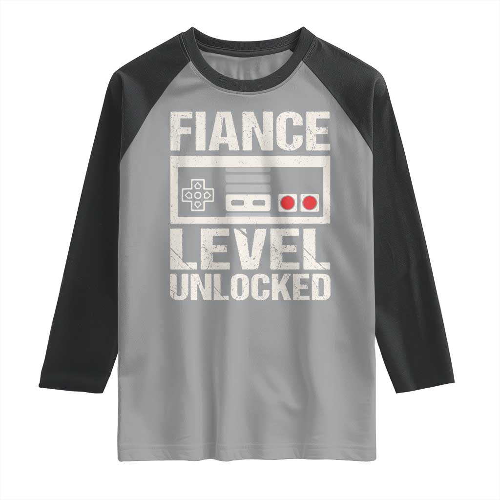 Leveled Fiance Unlocked Raglan Shirt Engagement Gift For Fiancé Bachelor Party