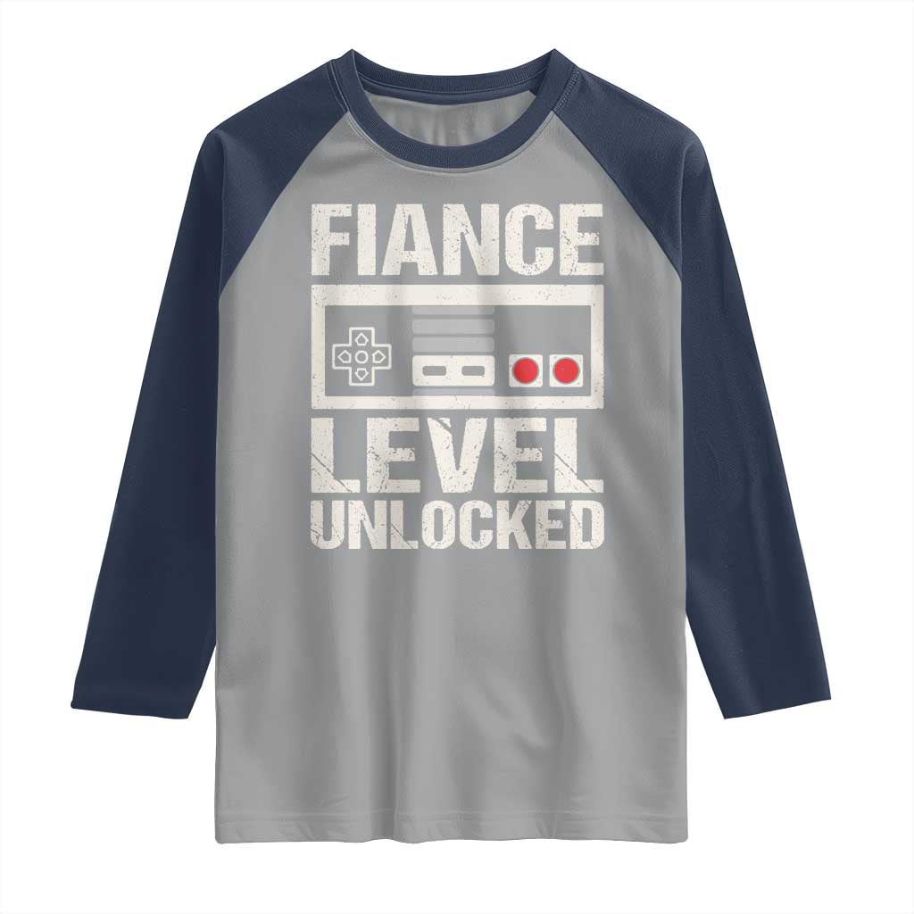 Leveled Fiance Unlocked Raglan Shirt Engagement Gift For Fiancé Bachelor Party
