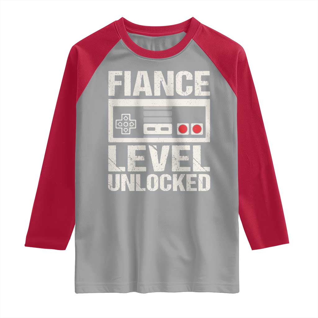 Leveled Fiance Unlocked Raglan Shirt Engagement Gift For Fiancé Bachelor Party