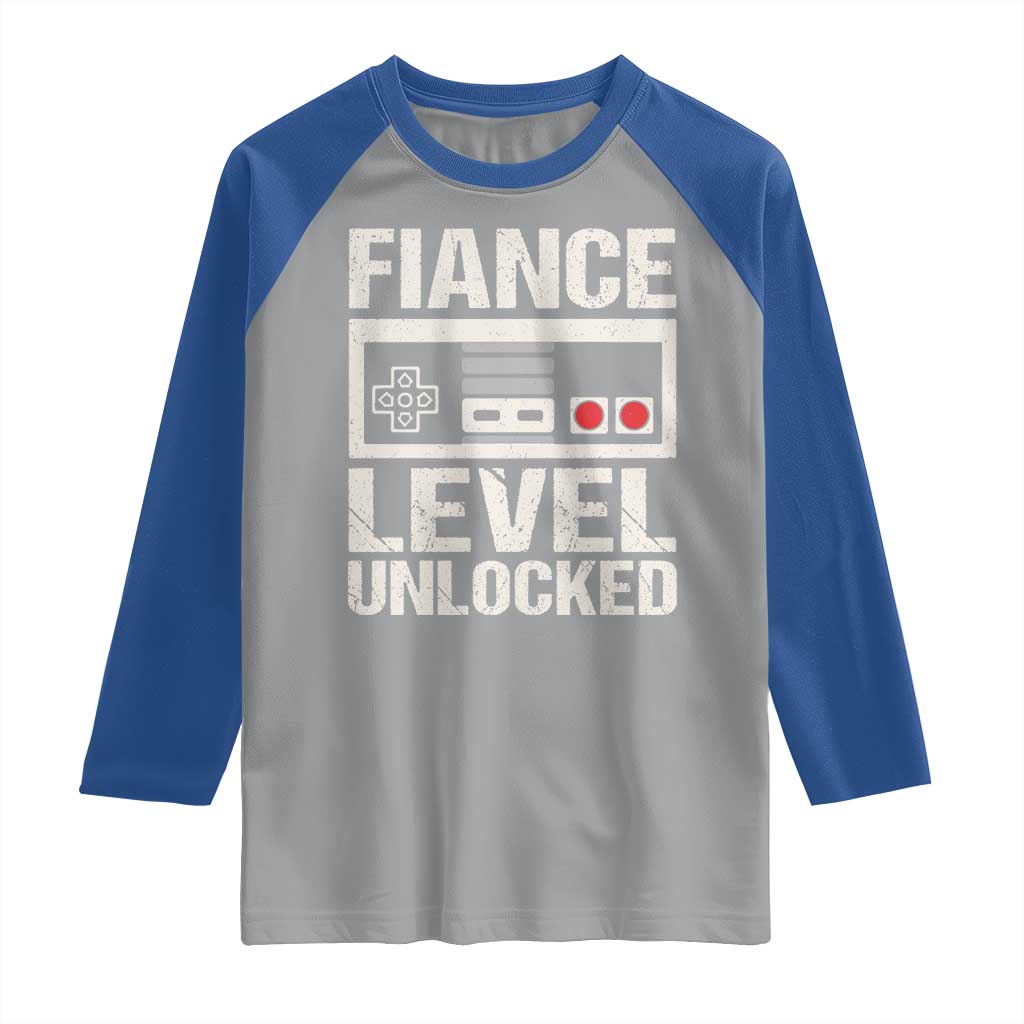Leveled Fiance Unlocked Raglan Shirt Engagement Gift For Fiancé Bachelor Party