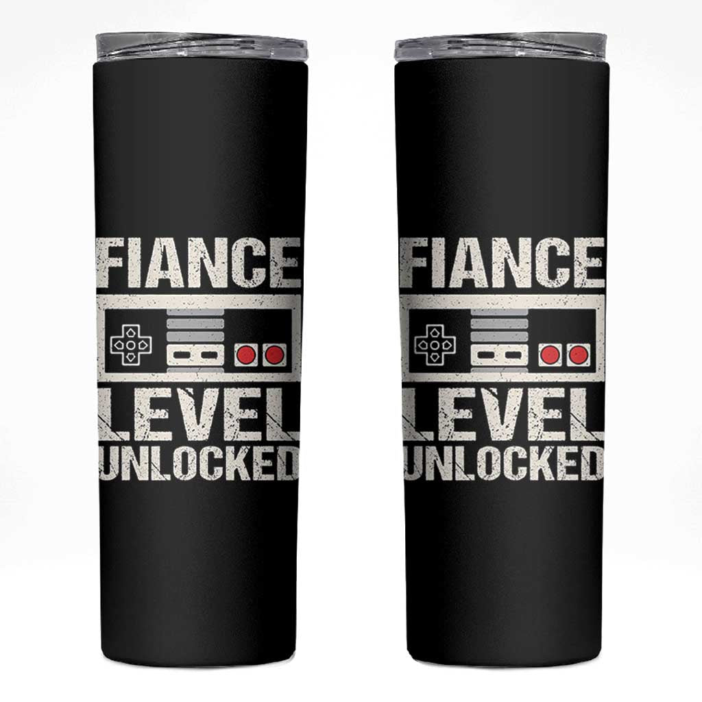 Leveled Fiance Unlocked Skinny Tumbler Engagement Gift For Fiancé Bachelor Party