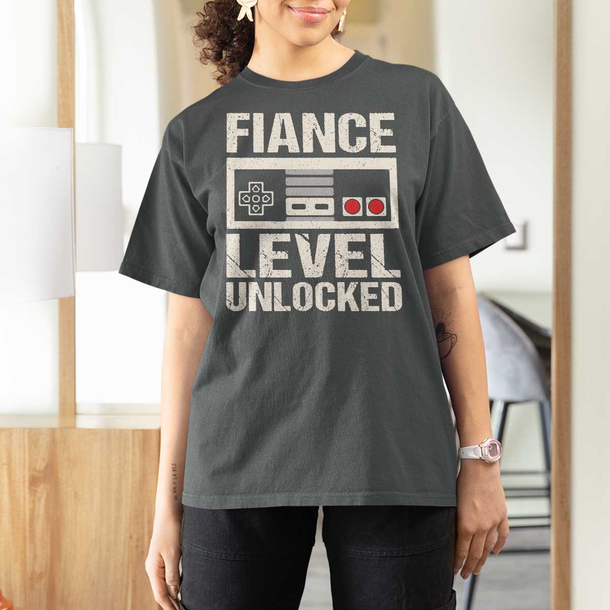 Leveled Fiance Unlocked T Shirt For Women Engagement Gift For Fiancé Bachelor Party