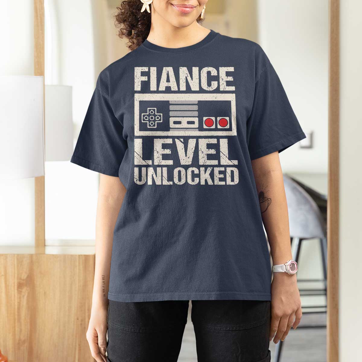 Leveled Fiance Unlocked T Shirt For Women Engagement Gift For Fiancé Bachelor Party