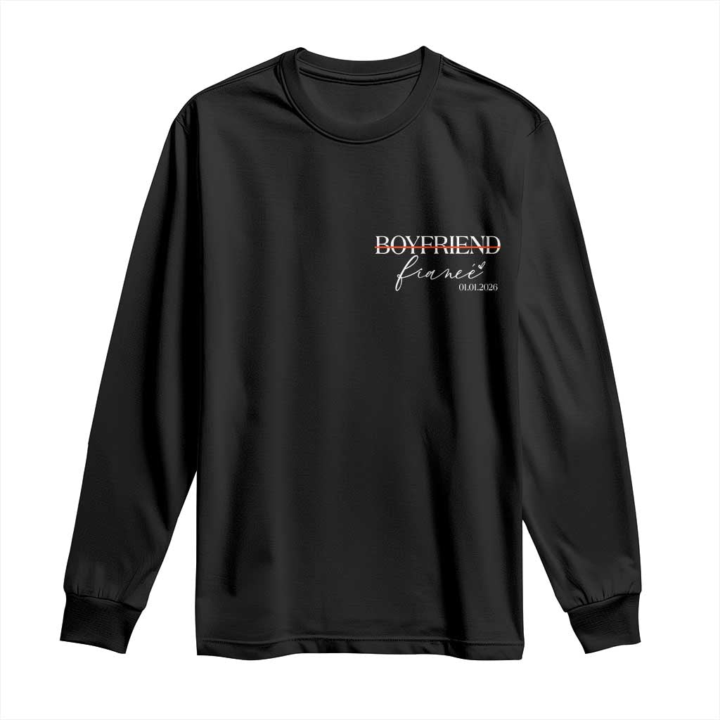 Personalized Fiance Long Sleeve Shirt Custom Date Boyfriend Engagement Gifts Future Mr and Mrs