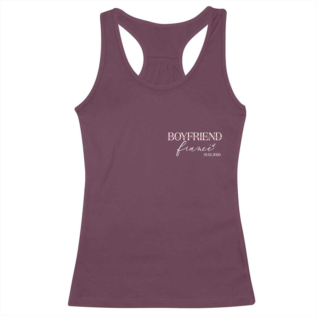 Personalized Fiance Racerback Tank Top Custom Date Boyfriend Engagement Gifts Future Mr and Mrs