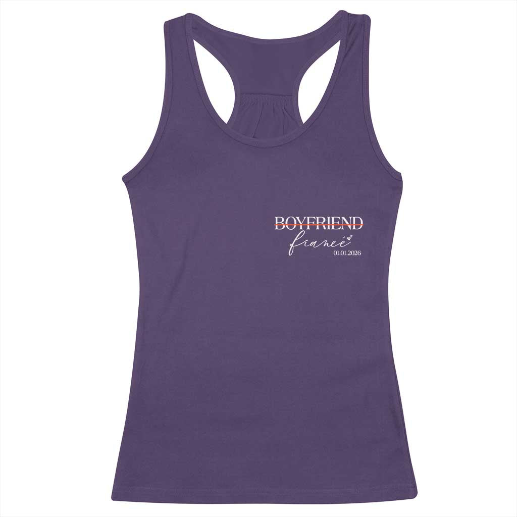 Personalized Fiance Racerback Tank Top Custom Date Boyfriend Engagement Gifts Future Mr and Mrs