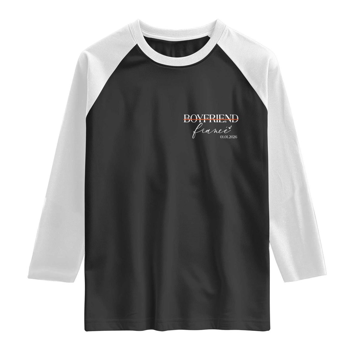 Personalized Fiance Raglan Shirt Custom Date Boyfriend Engagement Gifts Future Mr and Mrs