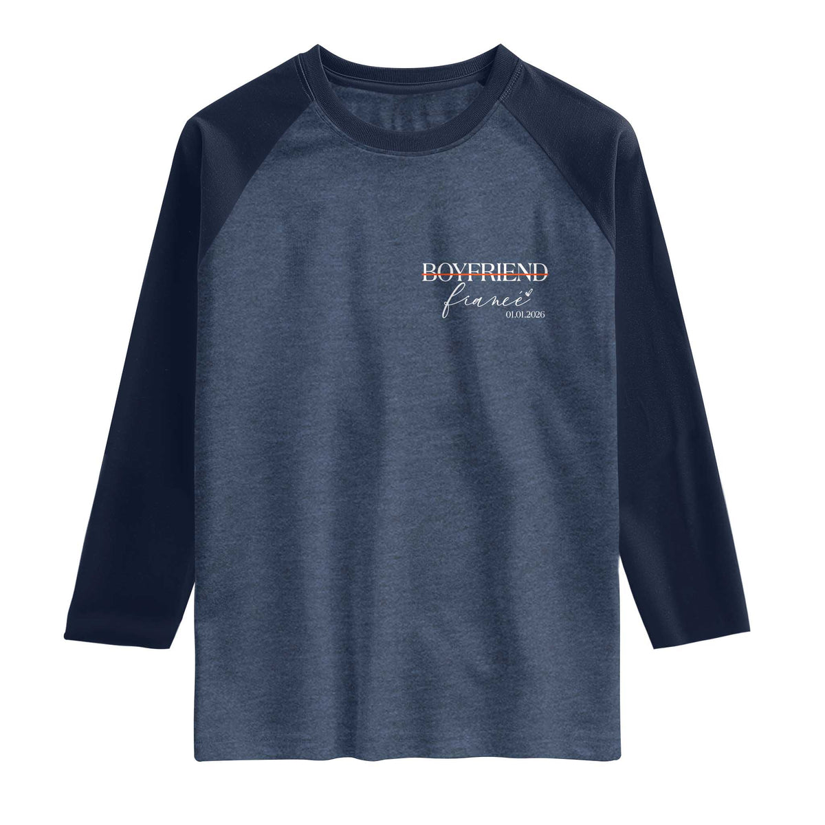 Personalized Fiance Raglan Shirt Custom Date Boyfriend Engagement Gifts Future Mr and Mrs