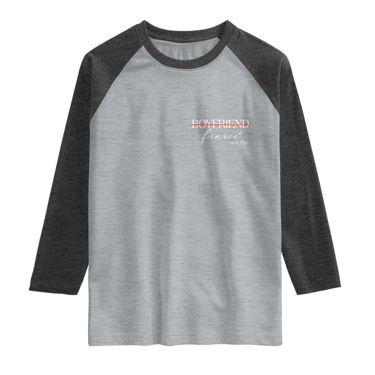 Personalized Fiance Raglan Shirt Custom Date Boyfriend Engagement Gifts Future Mr and Mrs