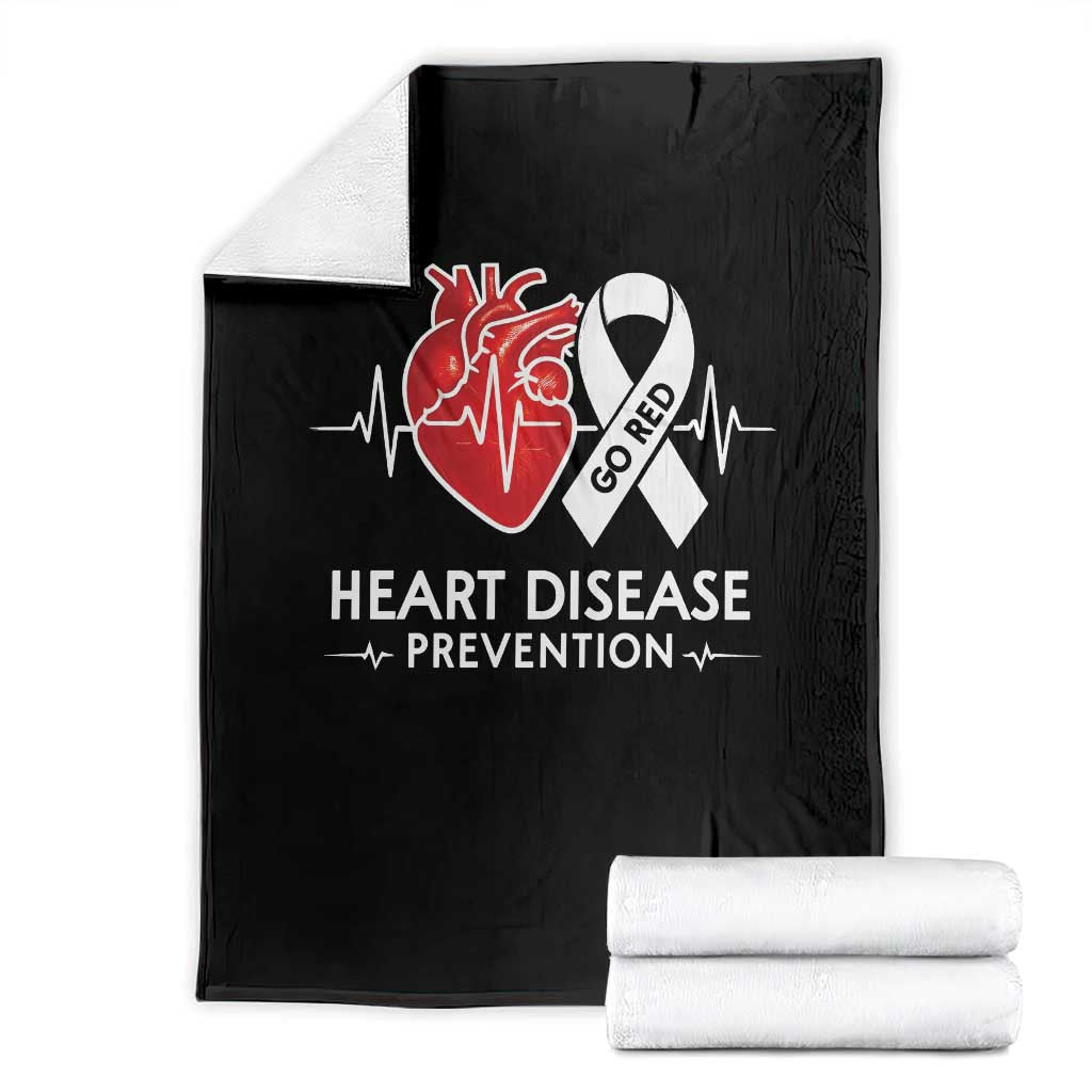 Go Red Heart Disease Prevention Throw Blanket Heartbeat CHD Wear Red February Month