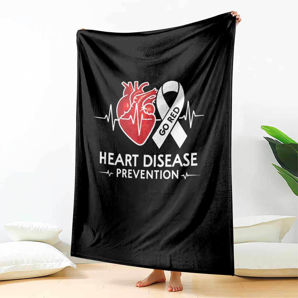 Go Red Heart Disease Prevention Throw Blanket Heartbeat CHD Wear Red February Month