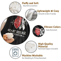 Go Red Heart Disease Prevention Throw Blanket Heartbeat CHD Wear Red February Month