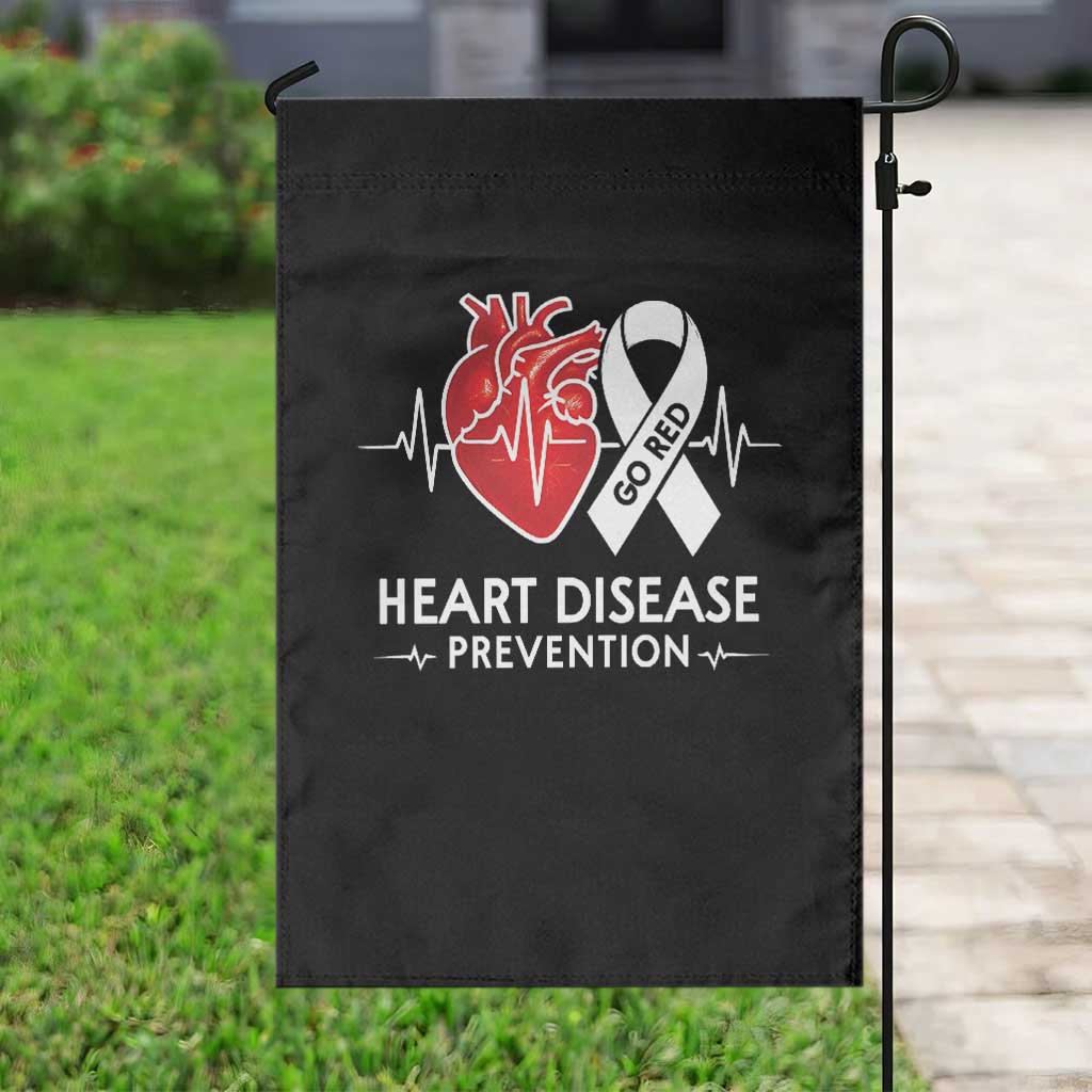 Go Red Heart Disease Prevention Garden Flag Heartbeat CHD Wear Red February Month