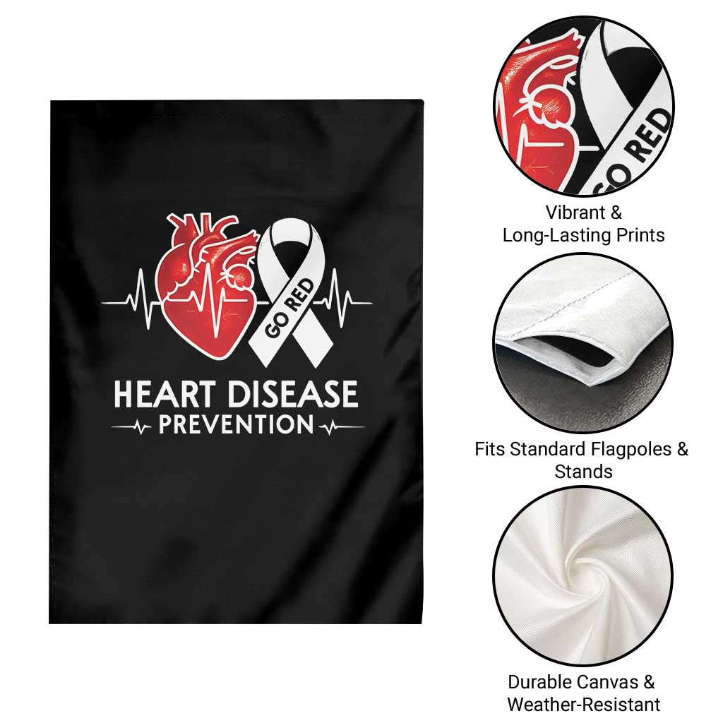 Go Red Heart Disease Prevention Garden Flag Heartbeat CHD Wear Red February Month