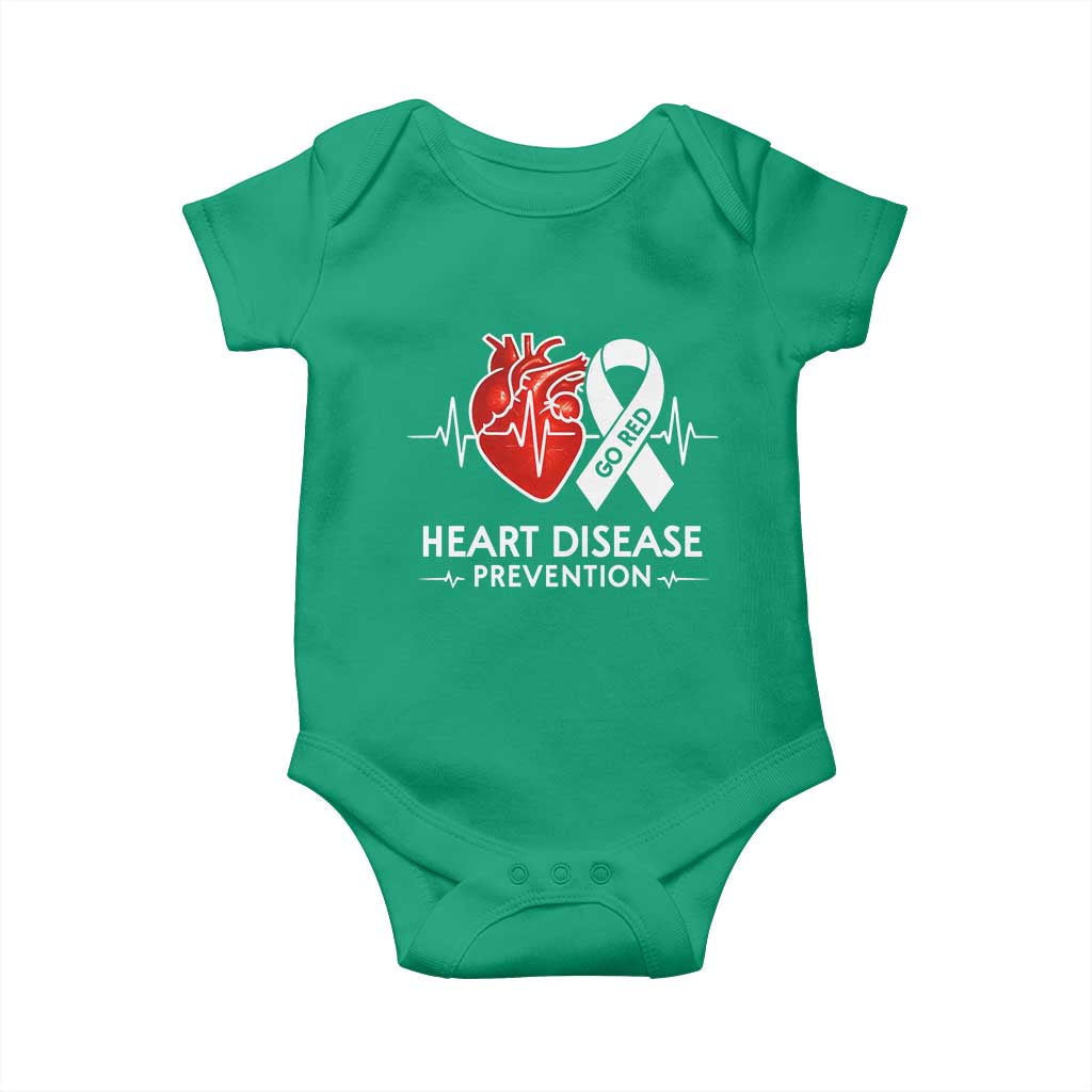 Go Red Heart Disease Prevention Baby Onesie Heartbeat CHD Wear Red February Month