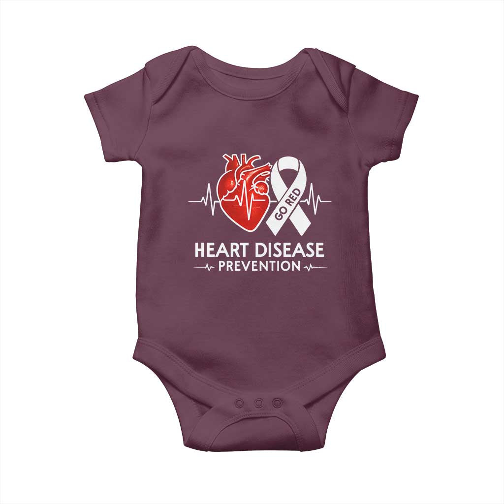 Go Red Heart Disease Prevention Baby Onesie Heartbeat CHD Wear Red February Month