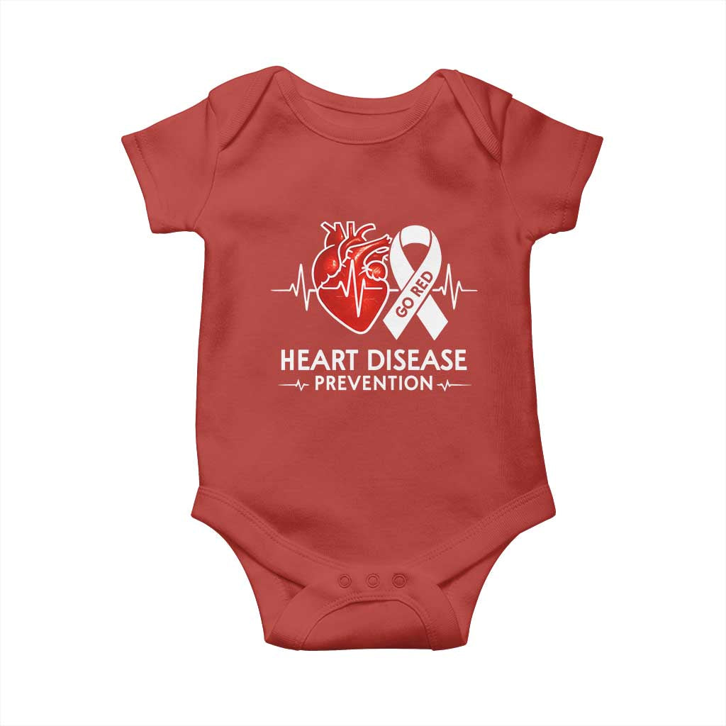 Go Red Heart Disease Prevention Baby Onesie Heartbeat CHD Wear Red February Month