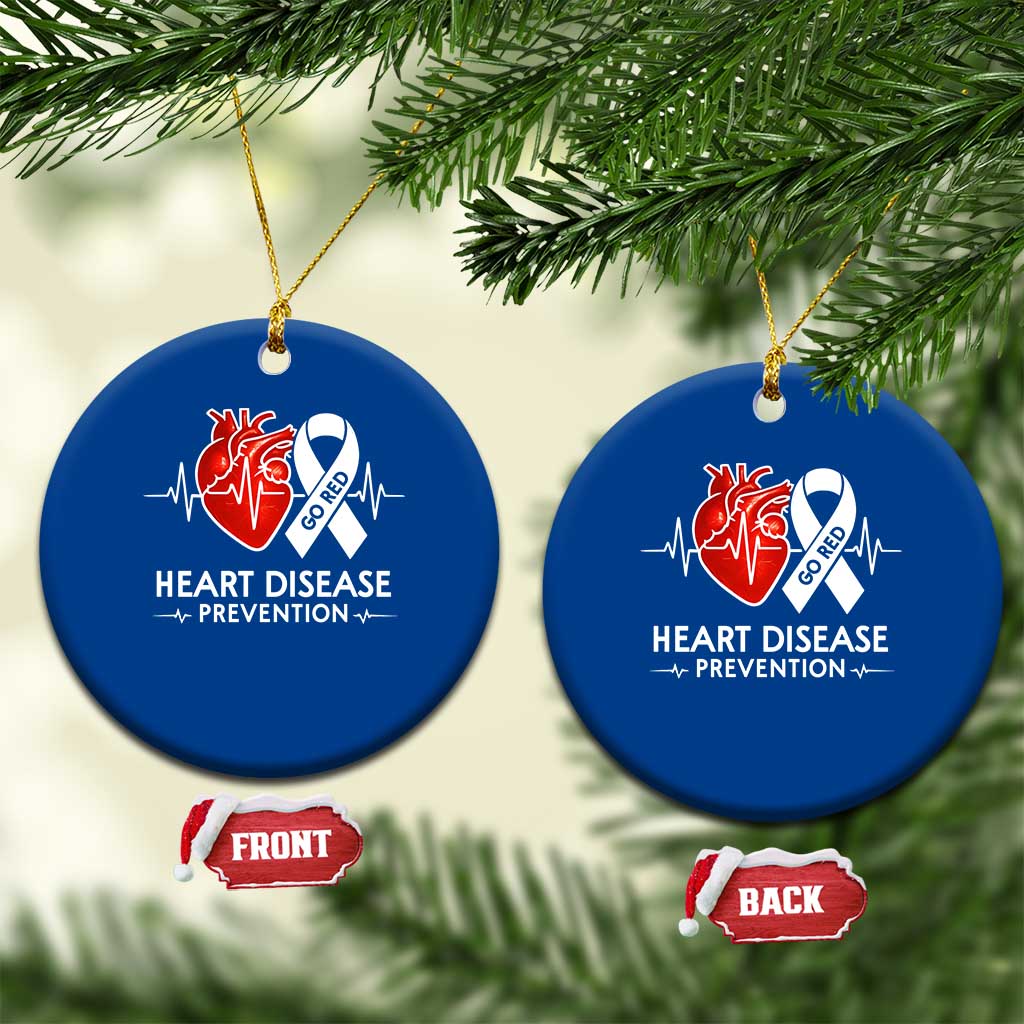 Go Red Heart Disease Prevention Ceramic Ornament Heartbeat CHD Wear Red February Month