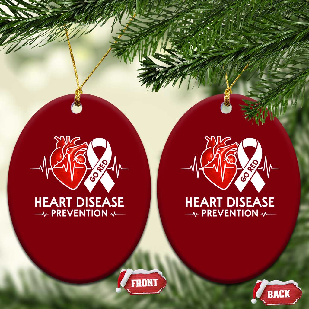 Go Red Heart Disease Prevention Ceramic Ornament Heartbeat CHD Wear Red February Month