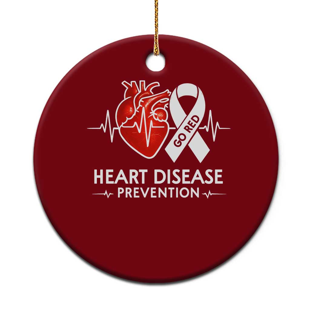 Go Red Heart Disease Prevention Ceramic Ornament Heartbeat CHD Wear Red February Month