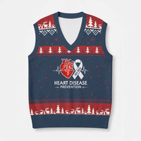 Go Red Heart Disease Prevention V-Neck Knit Sweater Vest Heartbeat CHD Wear Red February Month