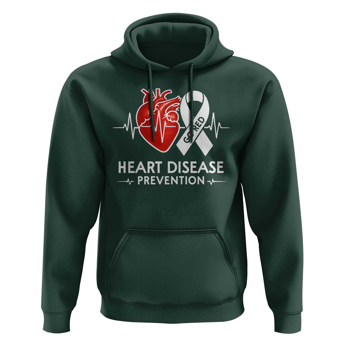 Go Red Heart Disease Prevention Hoodie Heartbeat CHD Wear Red February Month