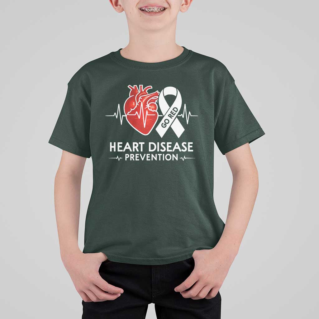 Go Red Heart Disease Prevention T Shirt For Kid Heartbeat CHD Wear Red February Month
