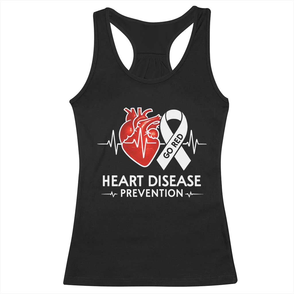 Go Red Heart Disease Prevention Racerback Tank Top Heartbeat CHD Wear Red February Month