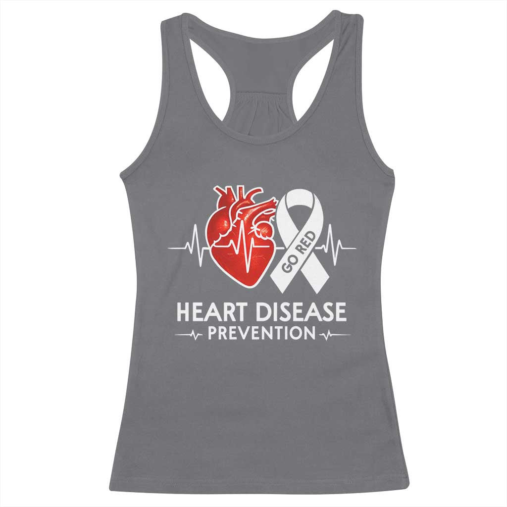 Go Red Heart Disease Prevention Racerback Tank Top Heartbeat CHD Wear Red February Month