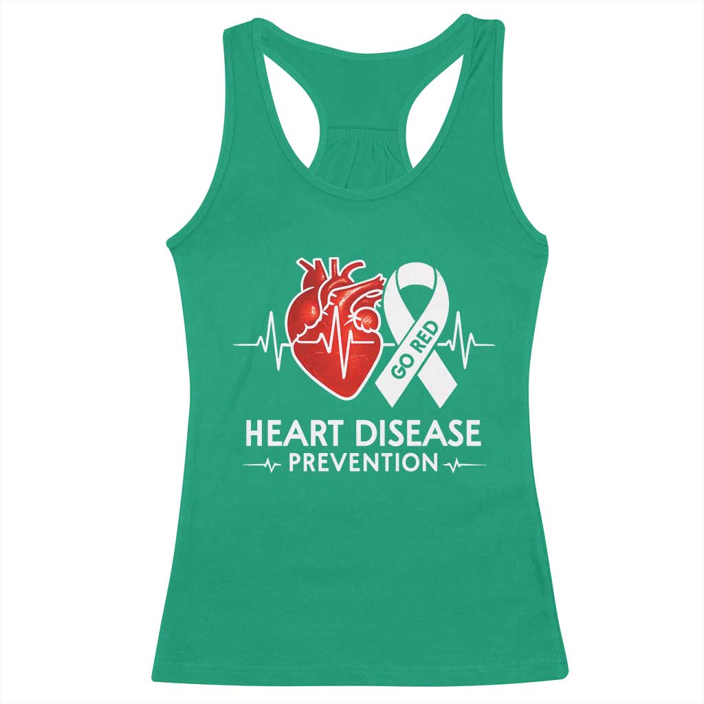 Go Red Heart Disease Prevention Racerback Tank Top Heartbeat CHD Wear Red February Month
