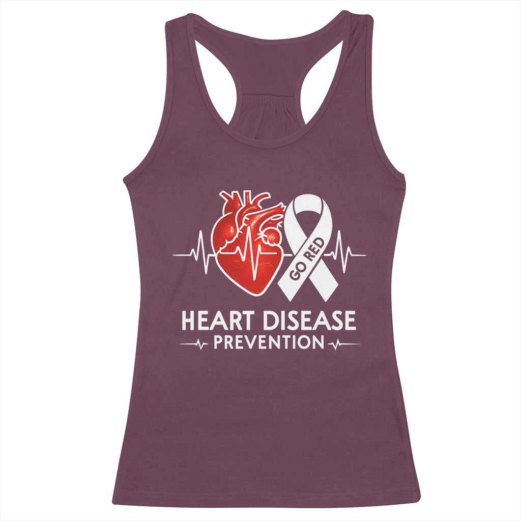 Go Red Heart Disease Prevention Racerback Tank Top Heartbeat CHD Wear Red February Month
