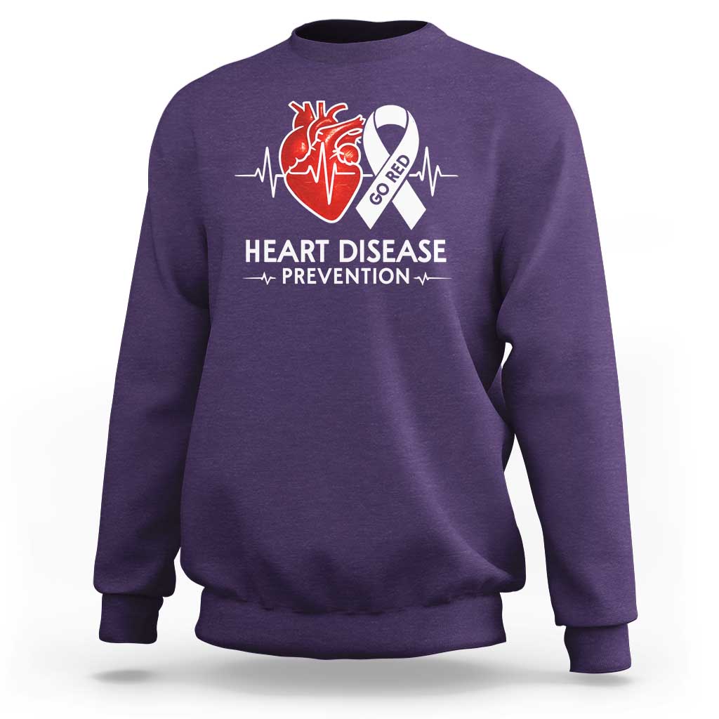 Go Red Heart Disease Prevention Sweatshirt Heartbeat CHD Wear Red February Month