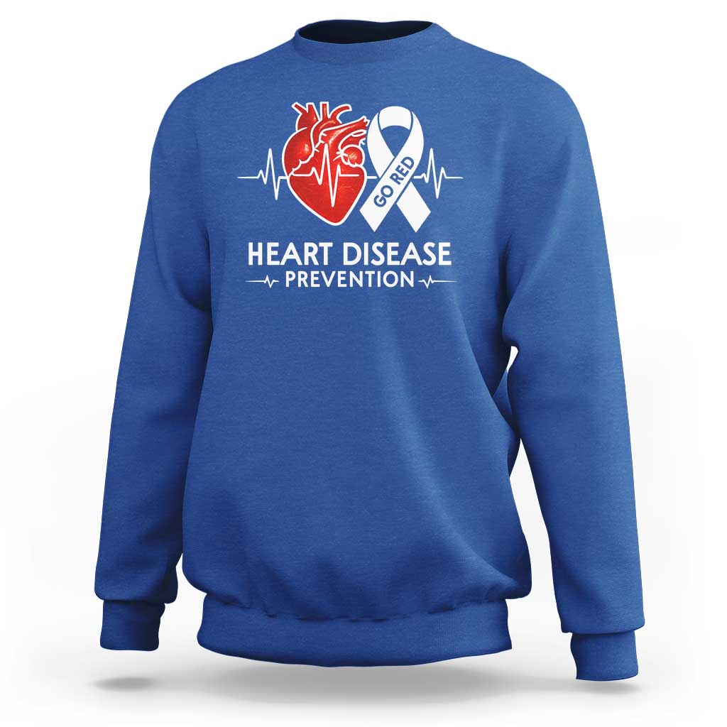 Go Red Heart Disease Prevention Sweatshirt Heartbeat CHD Wear Red February Month