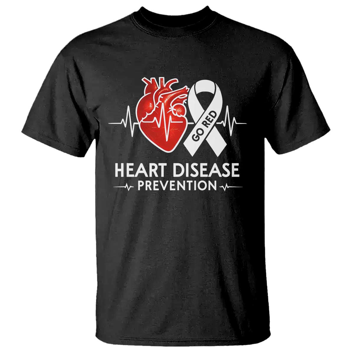 Go Red Heart Disease Prevention T Shirt Heartbeat CHD Wear Red February Month