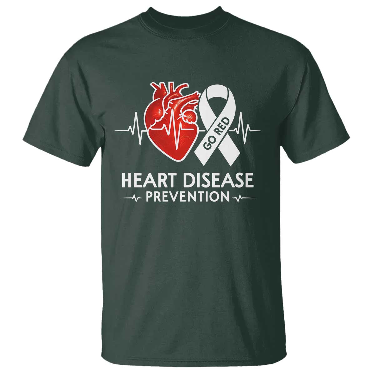 Go Red Heart Disease Prevention T Shirt Heartbeat CHD Wear Red February Month
