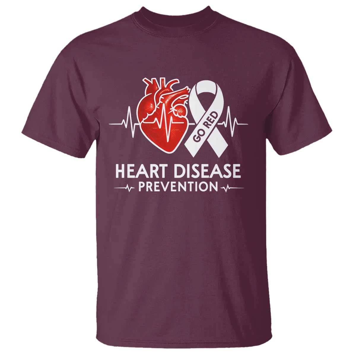 Go Red Heart Disease Prevention T Shirt Heartbeat CHD Wear Red February Month