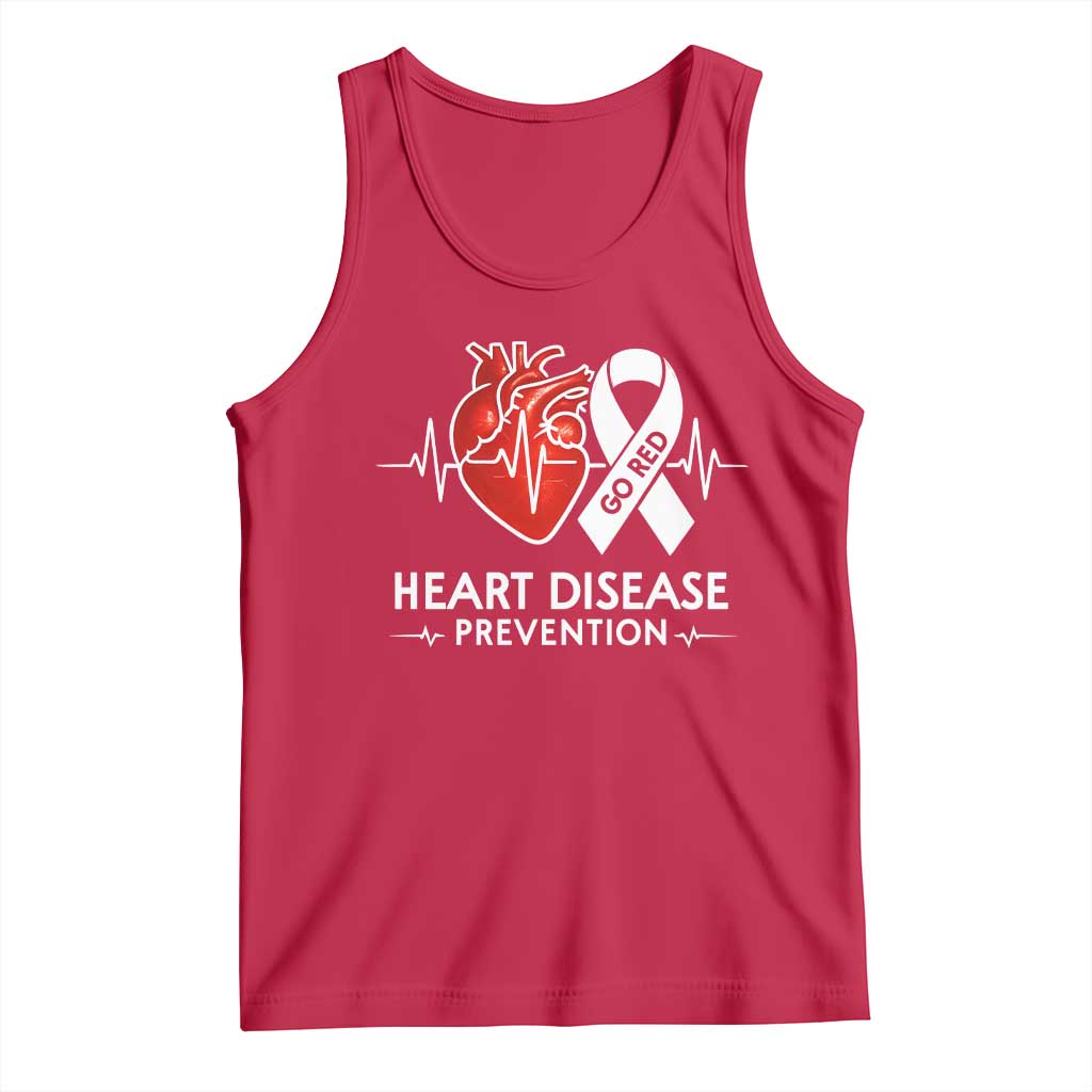 Go Red Heart Disease Prevention Tank Top Heartbeat CHD Wear Red February Month