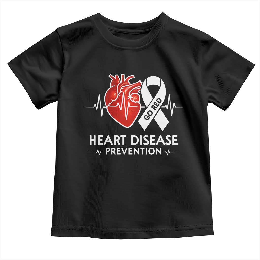 Go Red Heart Disease Prevention Toddler T Shirt Heartbeat CHD Wear Red February Month