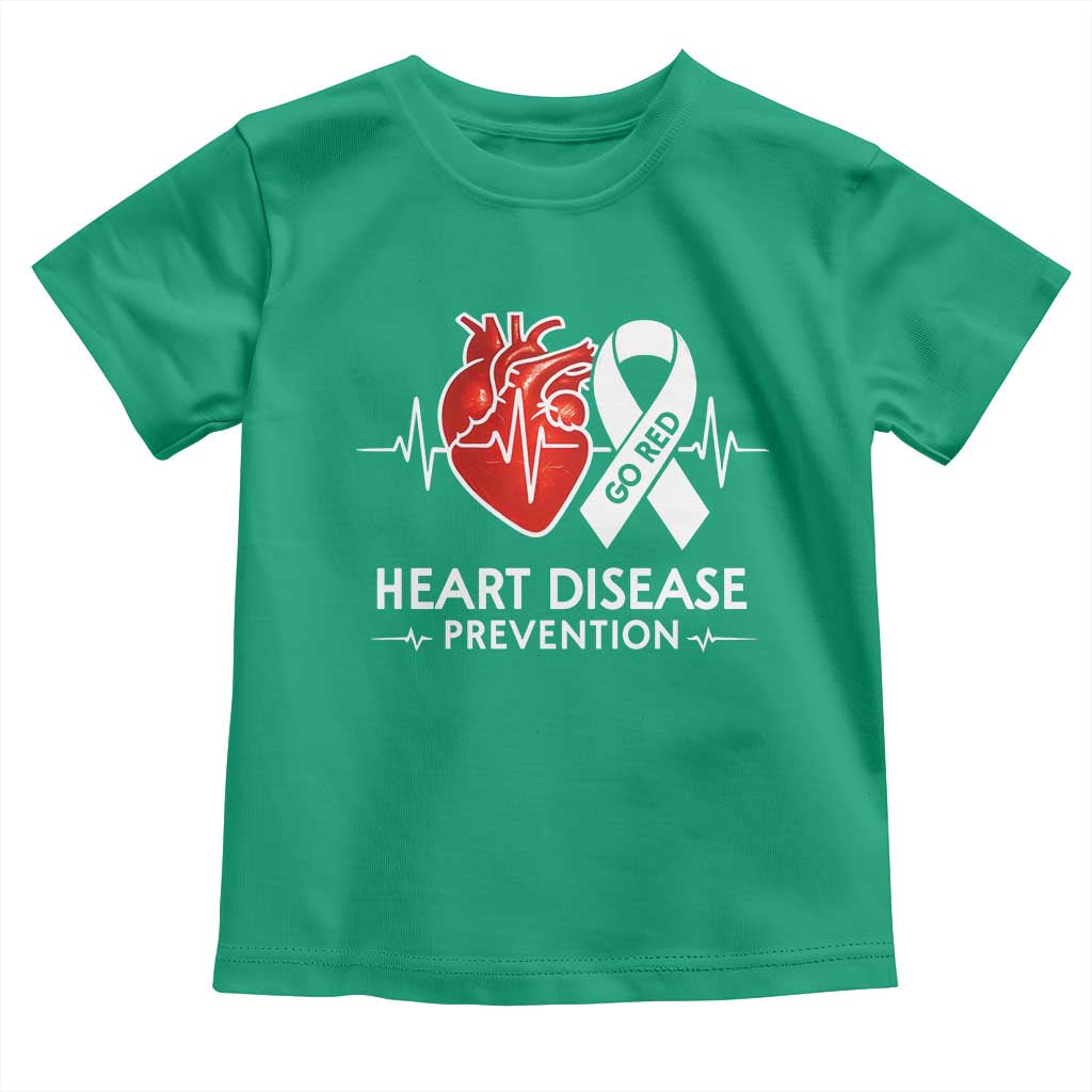 Go Red Heart Disease Prevention Toddler T Shirt Heartbeat CHD Wear Red February Month