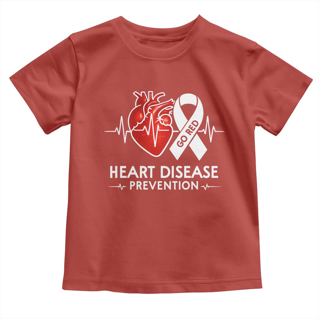 Go Red Heart Disease Prevention Toddler T Shirt Heartbeat CHD Wear Red February Month