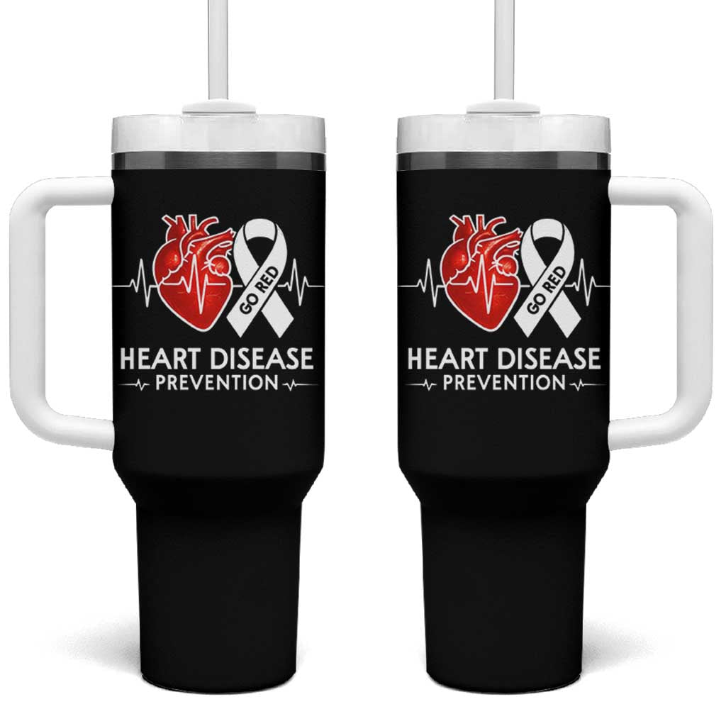 Go Red Heart Disease Prevention Tumbler With Handle Heartbeat CHD Wear Red February Month