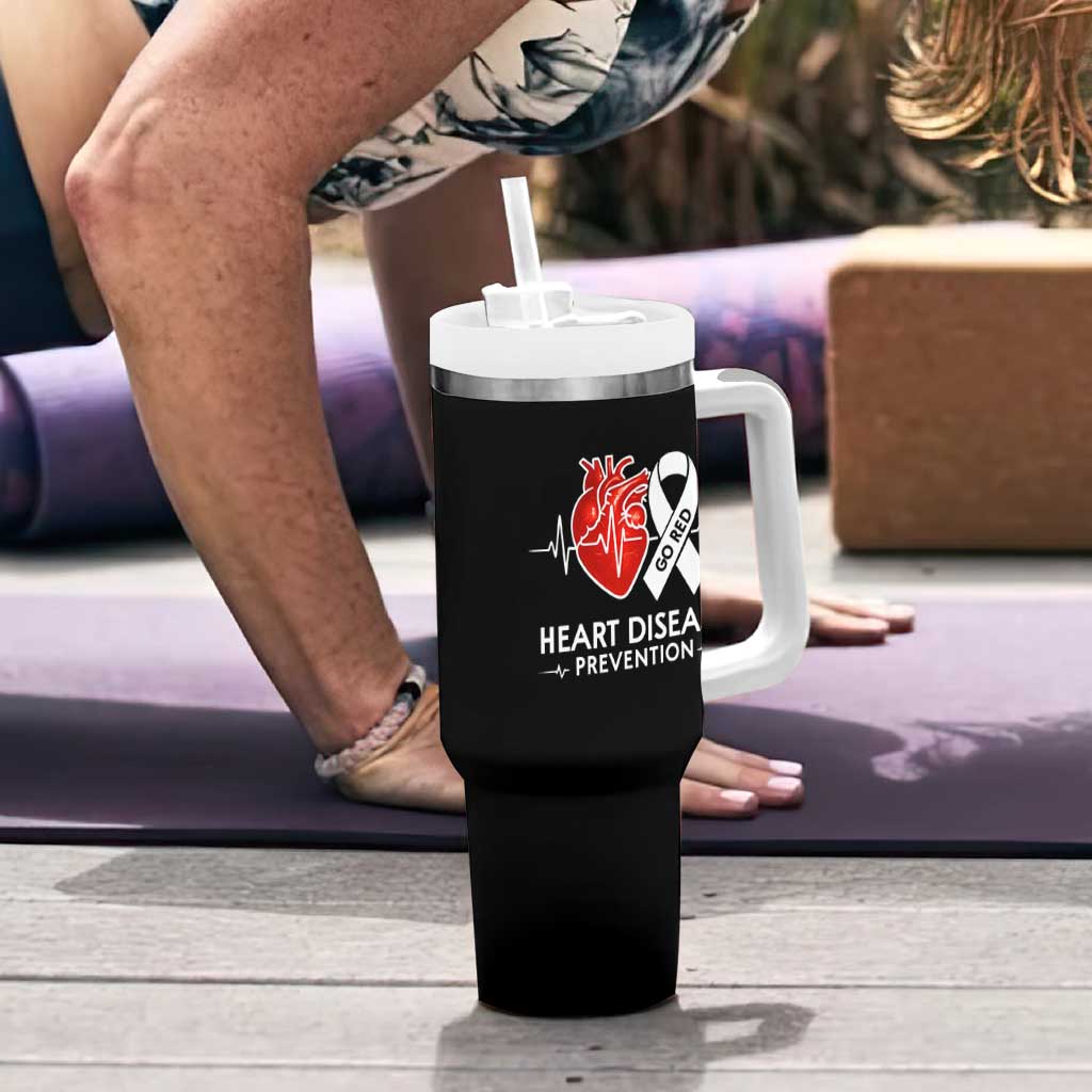 Go Red Heart Disease Prevention Tumbler With Handle Heartbeat CHD Wear Red February Month