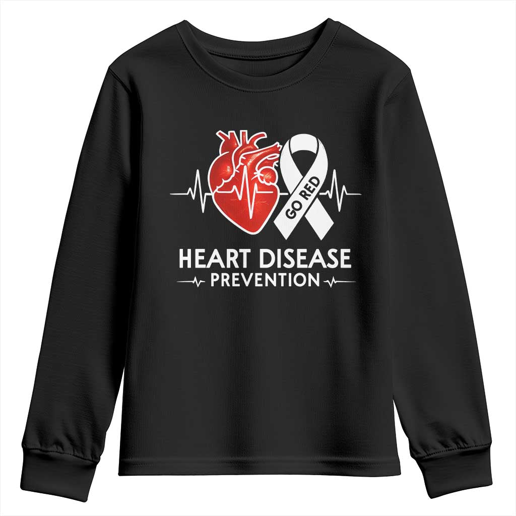 Go Red Heart Disease Prevention Youth Sweatshirt Heartbeat CHD Wear Red February Month