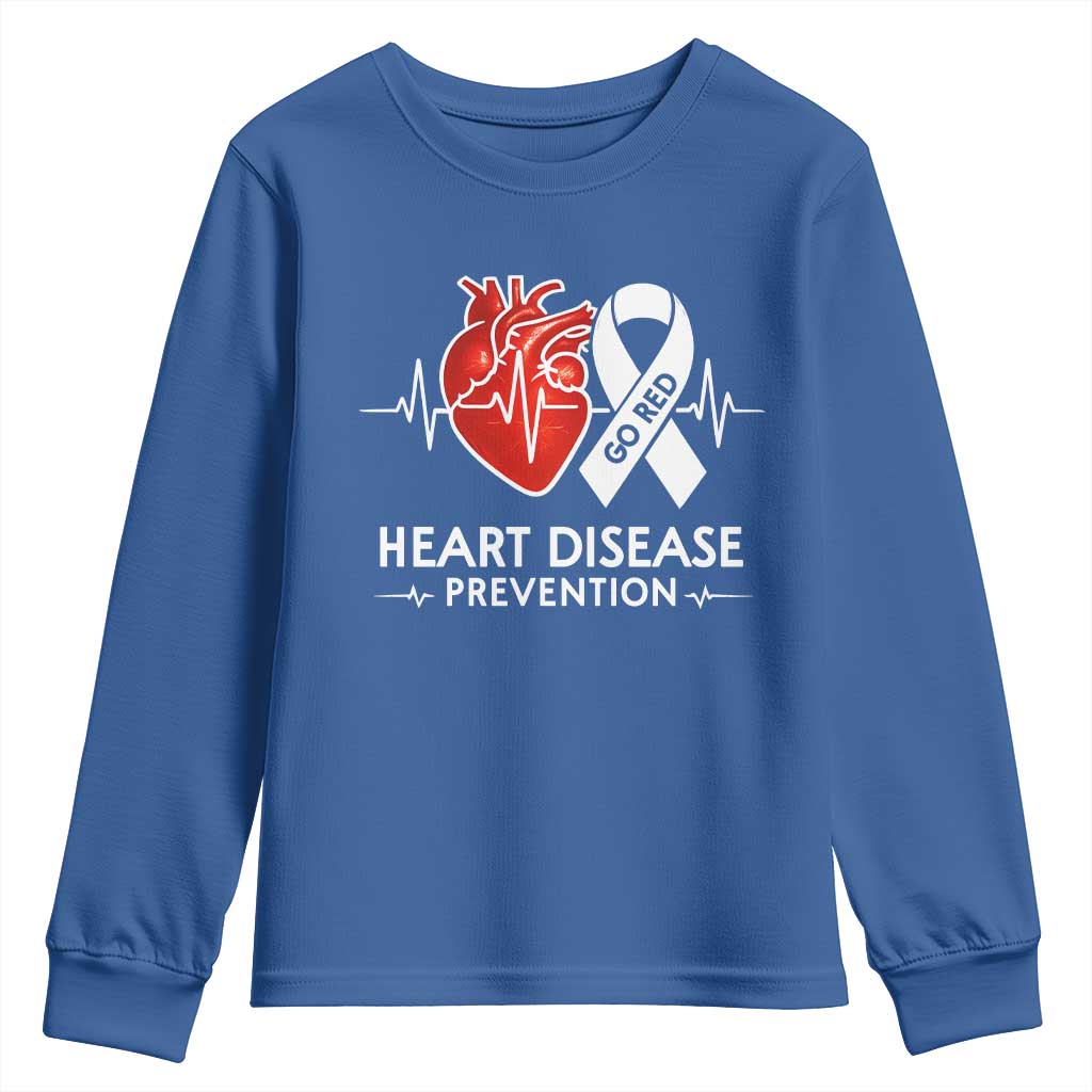 Go Red Heart Disease Prevention Youth Sweatshirt Heartbeat CHD Wear Red February Month