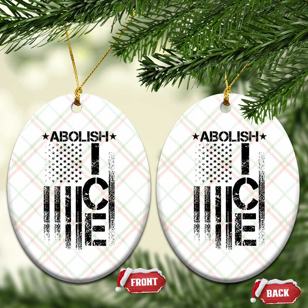 Abolish ICE Ceramic Ornament Vintage American Flag